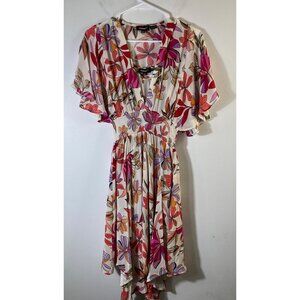 Womens Tolani Diana in Rogue Dress Floral‎ Cream Pink Orange XS Cupro #10 # 48
